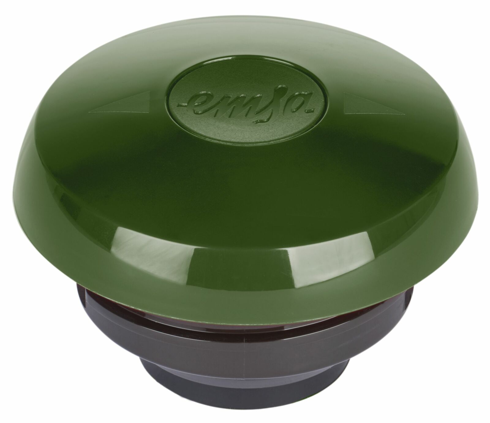 Grüner Deckel einer Isolierkanne von oben betrachtet