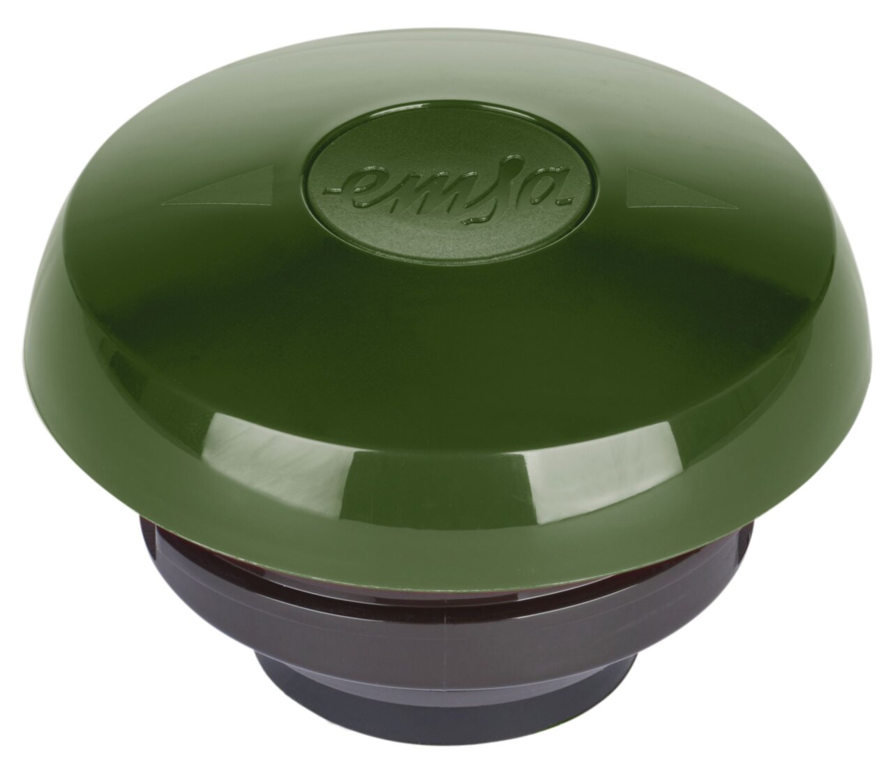 Groene deksel van een thermoskan, van bovenaf gezien