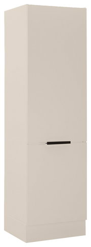 Kühlschrankumbau 60 in cremefarbener Frontansicht mit schwarzem Griff