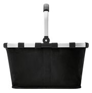 Schwarzer Einkaufskorb mit Aluminiumgriff, Frontalansicht