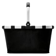 Schwarzer Einkaufskorb mit Aluminiumgriff, Frontalansicht