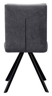 Rückansicht eines grauen Stuhls mit schwarzem Metallgestell, Teil der Eckbankgruppe Cantus UDINE.