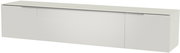 Frontansicht eines weißen XL Hänge-Lowboards mit glatter Oberfläche und dezentem Griffdesign.
