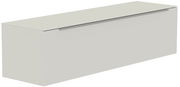 Hänge-Lowboard in hellem Grau, seitliche Perspektive