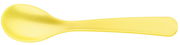 Gelber Eierlöffel aus Kunststoff, seitliche Perspektive