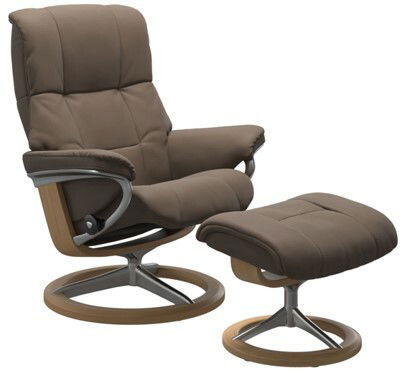 Stressless Hocker MAYFAIR Brauner Hocker mit passendem Sessel, seitliche Perspektive