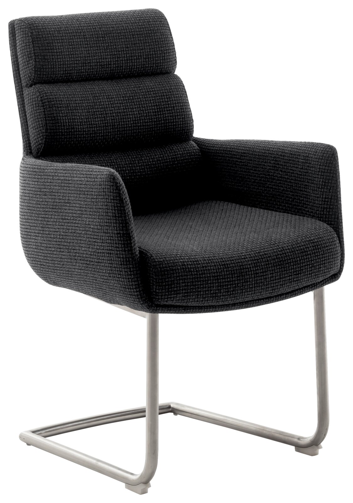 Dieter Knoll Freischwinger-Sessel LEXINGTON Moderner Freischwinger-Sessel mit grauem Stoffbezug und Metallgestell, seitliche Perspektive