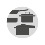 Grafische Darstellung eines 4-teiligen Topfsets in der Farbe Rose Quartz, seitliche Perspektive