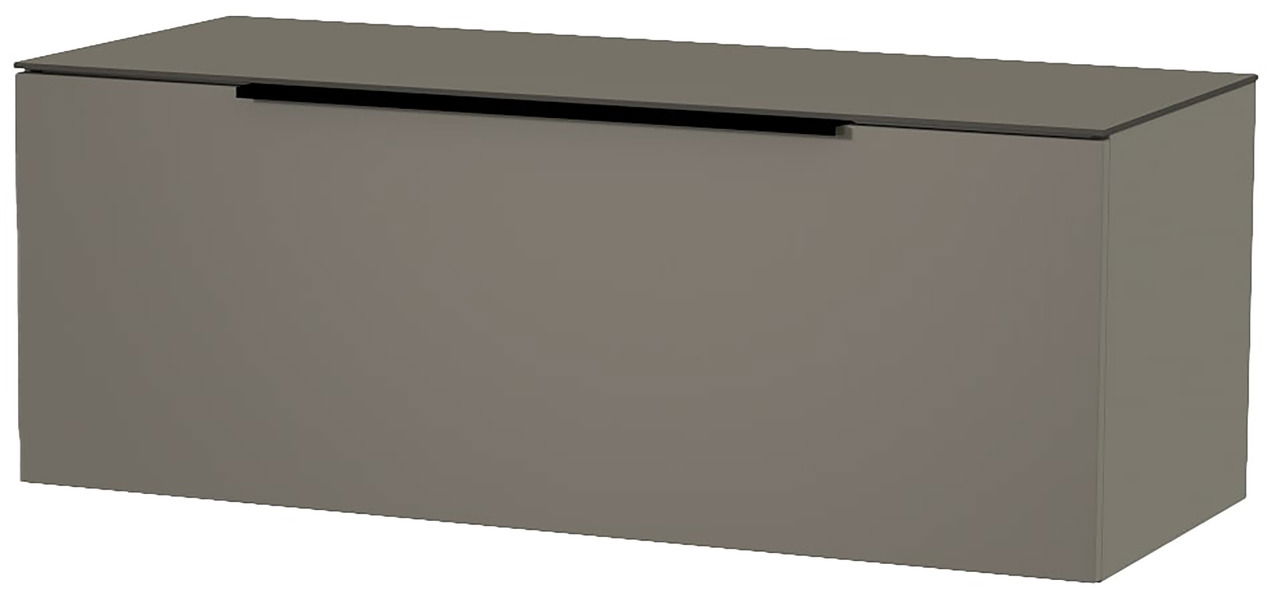 Moderano Hänge-Lowboard Serie BORMIO in grauer Farbe, seitliche Perspektive