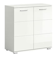 Weiße Kommode mit sechs Schubladen, Frontansicht