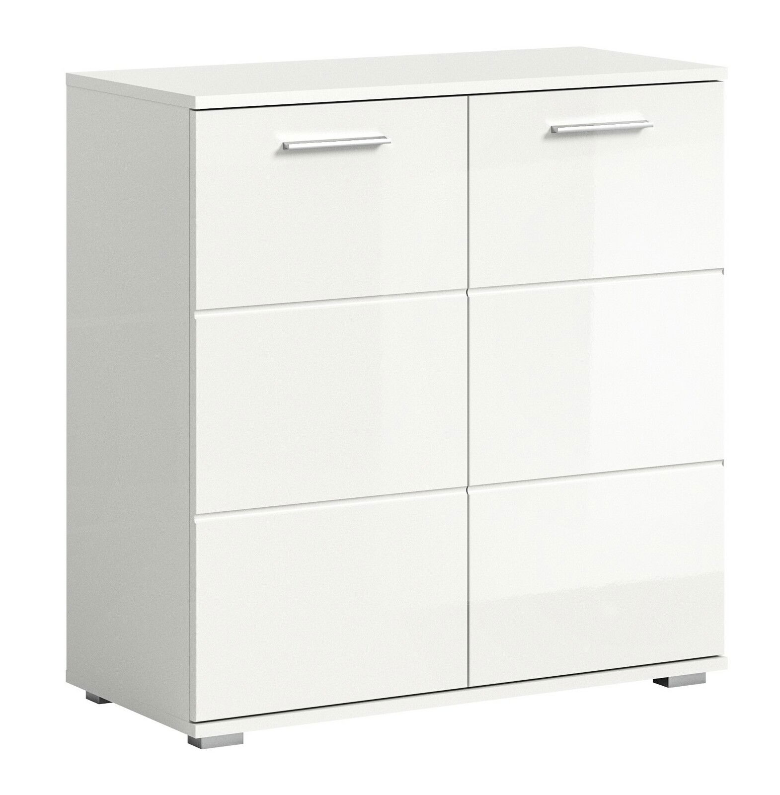 Weiße Kommode mit sechs Schubladen, Frontansicht