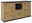 Holz-Sideboard mit zwei Türen, zwei Schubladen und offenen Fächern, Perspektive von vorne links