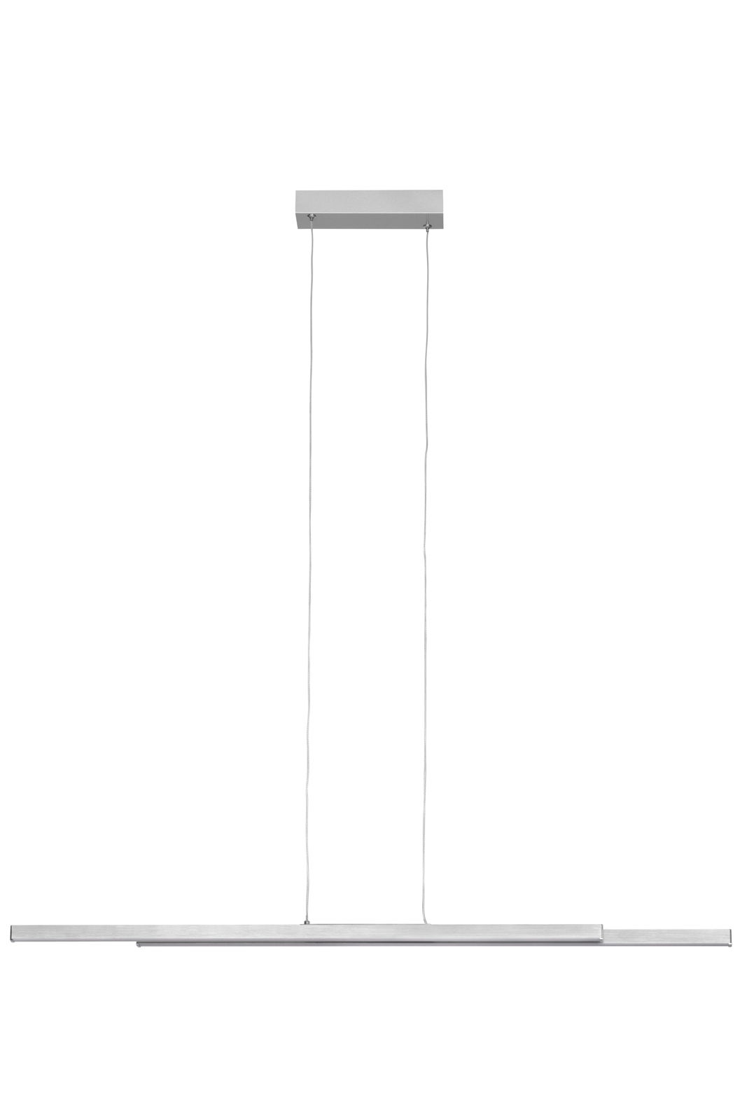 Moderne LED-Hängeleuchte in minimalistischem Design, seitliche Perspektive