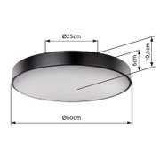Runde Deckenleuchte mit schwarzem Rand, Durchmesser 60 cm, Seitenansicht