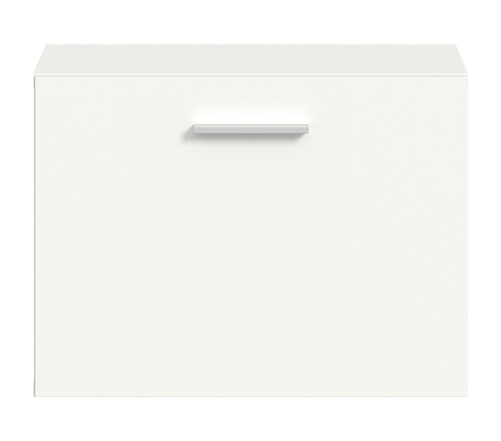 Weißer Garderobenschrank mit einer Tür und einem Griff, frontale Ansicht