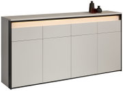 Modern XL-dressoir met strakke lijnen en ingebouwde verlichting, zijaanzicht