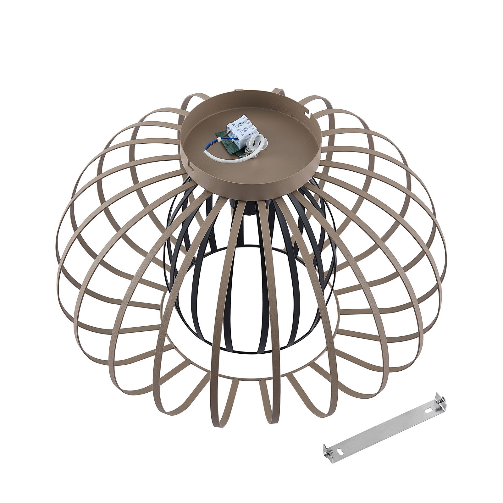 Moderne Deckenleuchte mit geometrischem Metallrahmen, Ansicht von oben