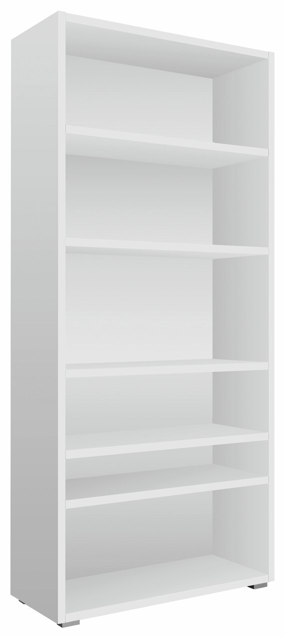 Z2 Regal IMAGE Weißes Regal mit fünf Einlegeböden, seitliche Perspektive