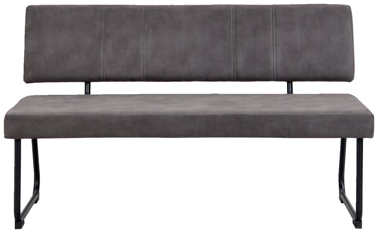 Graue Bank mit Metallbeinen, Vorderansicht