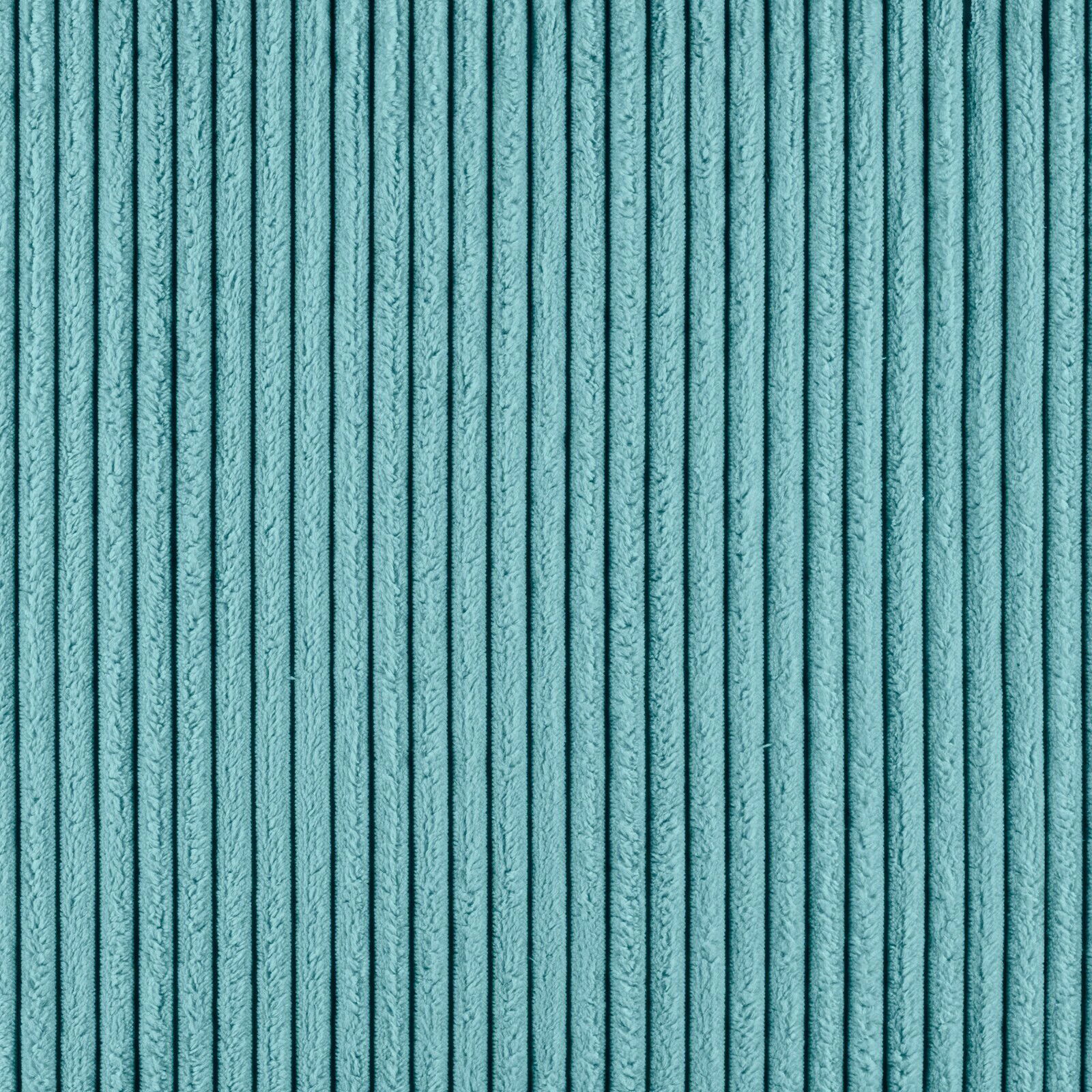 Nahaufnahme eines türkisfarbenen, gerippten Stoffes, der für das Funktionssofa ENNY verwendet wird.