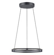 Moderne Pendelleuchte PURE-E-LOOP von Paul Neuhaus in schwarzem Design, seitliche Perspektive