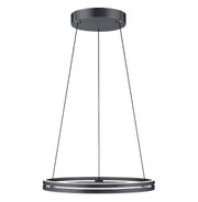 Moderne Pendelleuchte PURE-E-LOOP von Paul Neuhaus in schwarzem Design, seitliche Perspektive