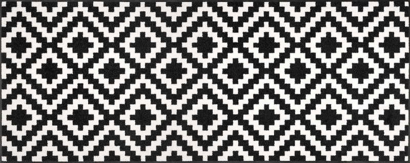 Fußmatte Kalmar mit schwarz-weißem geometrischem Muster, Draufsicht