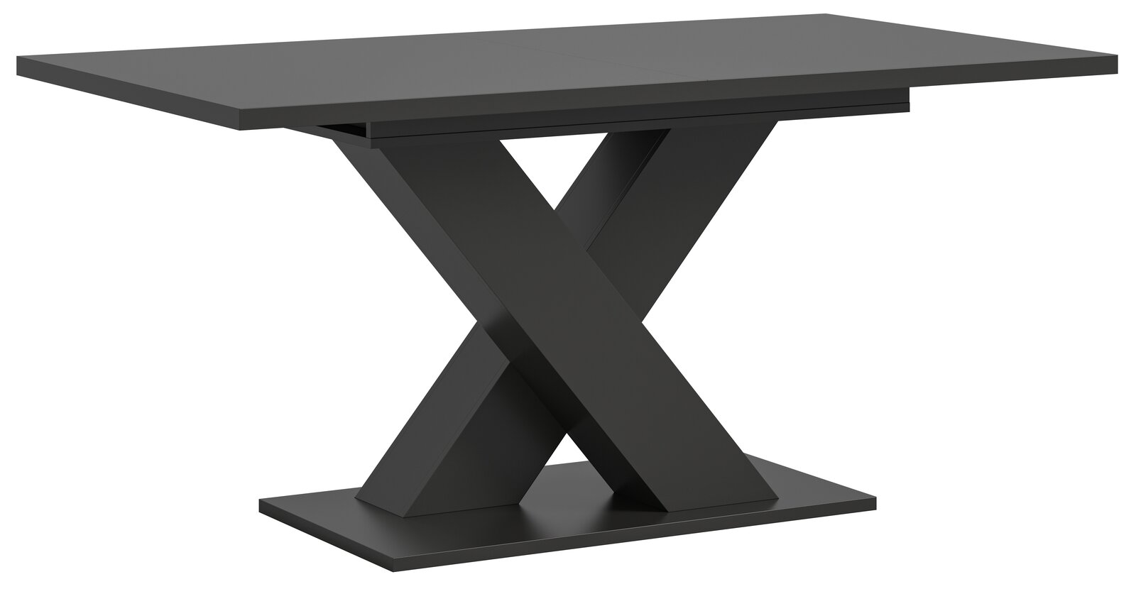 MID.YOU Esstisch MOTION Moderner Esstisch mit X-förmigem Gestell in dunkler Farbe, seitliche Perspektive