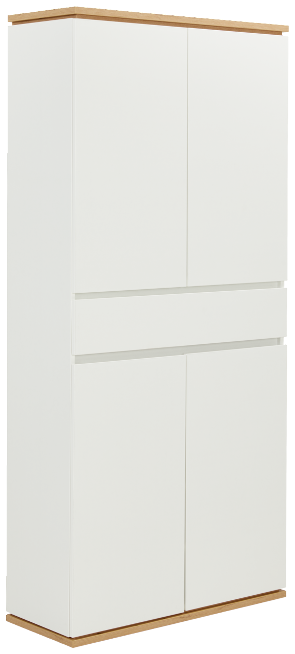 XORA XXL-Schuhschrank YAMAEL XXL-Schuhschrank in Weiß mit Holzdetails, seitliche Perspektive
