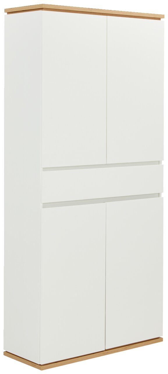 XORA XXL-Schuhschrank YAMAEL XXL-Schuhschrank in Weiß mit Holzdetails, seitliche Perspektive