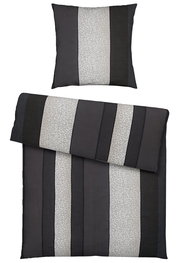 Bettwäsche-Set mit Kissenbezug und Deckenbezug in Streifenmuster mit Leopardenmuster und dunklen Akzenten, Draufsicht