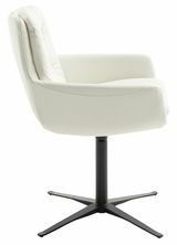 Weißer Armlehnstuhl mit schwarzem Drehfuß, Seitenansicht