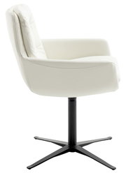 Weißer Armlehnstuhl mit schwarzem Drehfuß, Seitenansicht