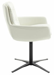 Weißer Armlehnstuhl mit schwarzem Drehfuß, Seitenansicht