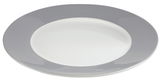 Grauer Teller aus einem 19-teiligen Dinnerset, Ansicht von oben