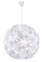 Hängeleuchte mit weißem, blumenförmigem Design, seitliche Perspektive