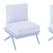 Modernes Loungesofa mit grauem Stoffbezug und Holzrahmen, seitliche Perspektive