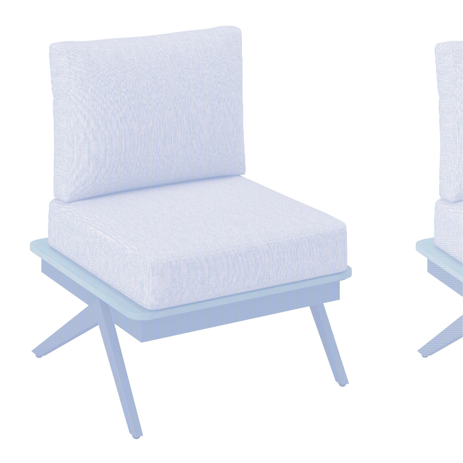 Modernes Loungesofa mit grauem Stoffbezug und Holzrahmen, seitliche Perspektive