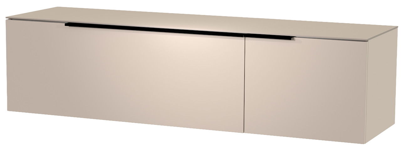 Hänge-Lowboard in beige aus seitlicher Perspektive