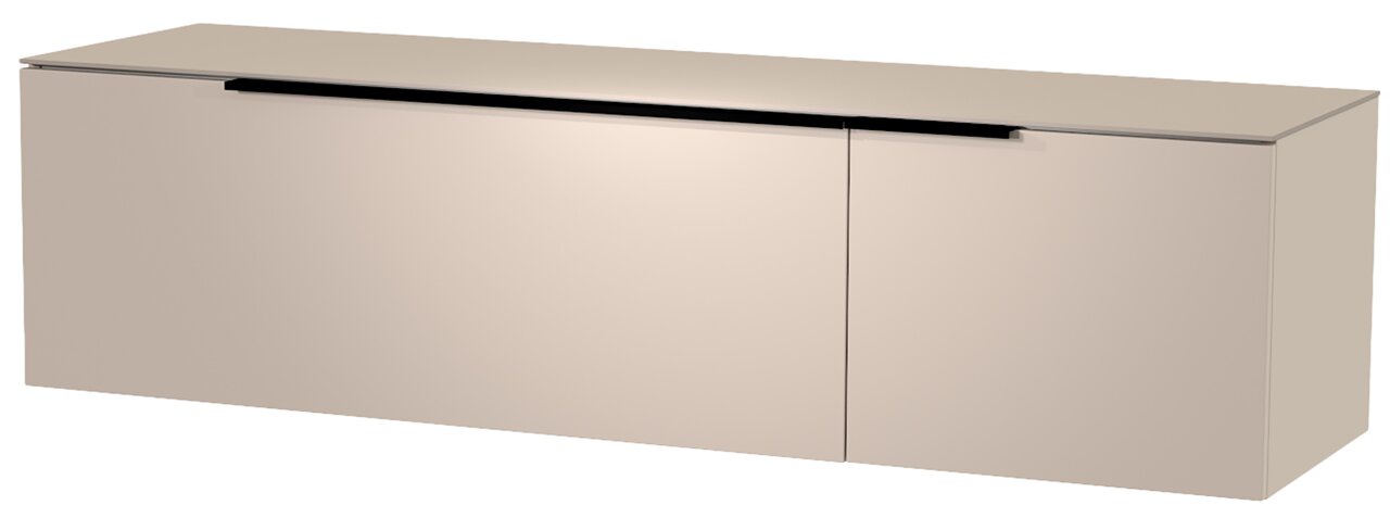 Hänge-Lowboard in beige aus seitlicher Perspektive