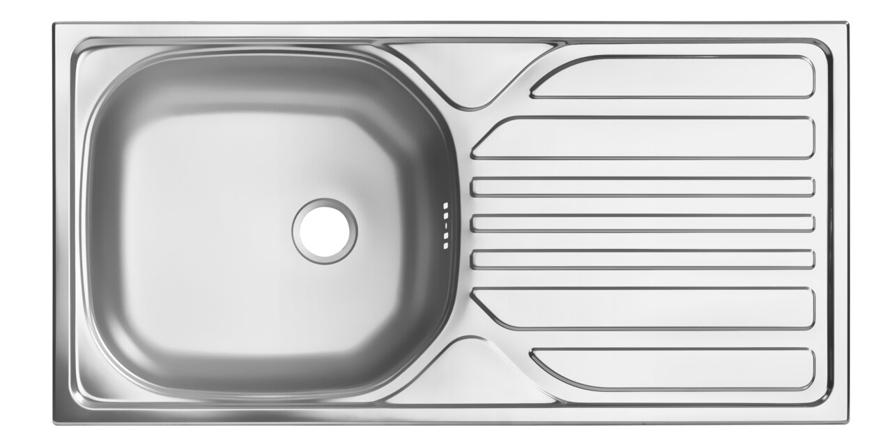 Edelstahlspüle mit Abtropffläche, Draufsicht