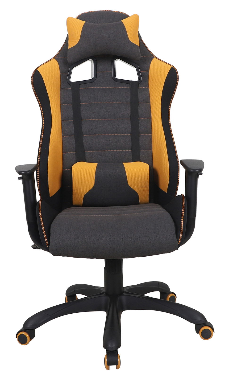 Gaming Stuhl in Schwarz und Gelb, Vorderansicht