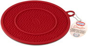 Roter Silikon-Untersetzer Flexxibel von Dr. Oetker mit Zickzack-Muster, von oben betrachtet.