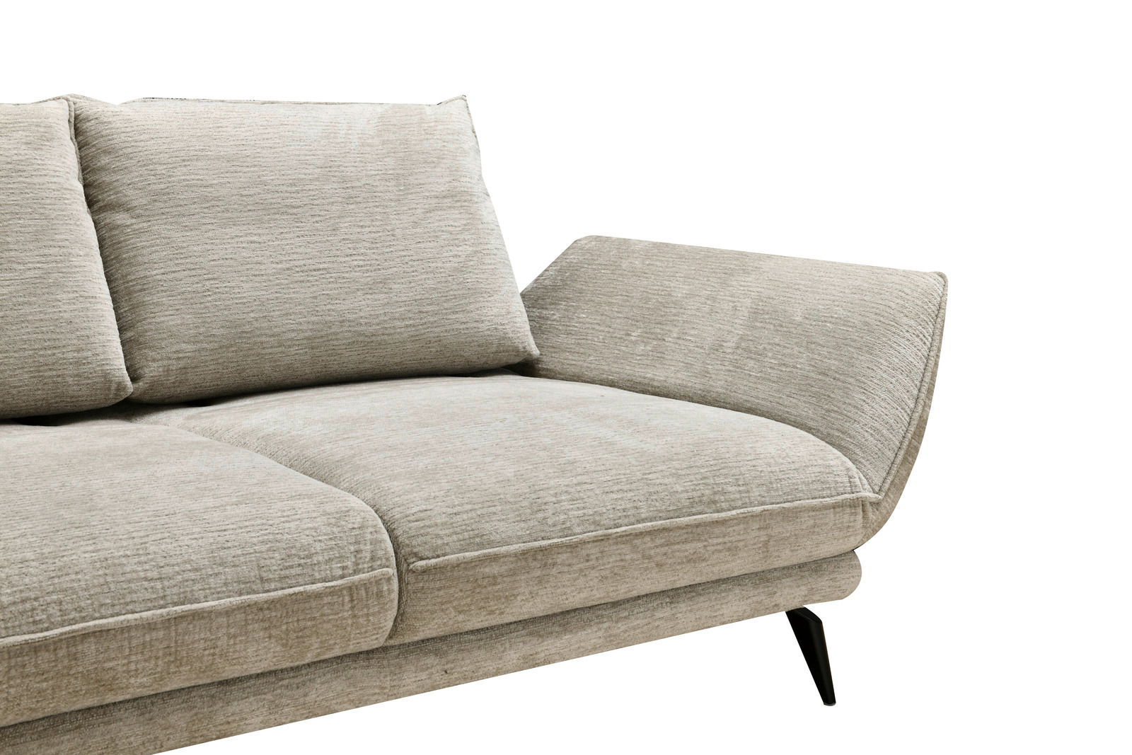 Beige Longchairkombi mit rechter Armlehne, seitliche Perspektive