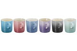 Sechsteiliges Set von 350ml Bechern in Pastellfarben, von vorne betrachtet. Farben umfassen Blau, Rosa, Hellblau, Lila, Grau und Mintgrün.