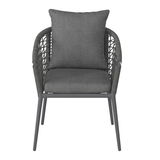 Moderner Gartensessel mit grauem Kissen, Frontalansicht