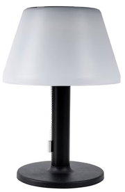 Solar Tischleuchte 28cm in Schwarz mit weißem Lampenschirm, seitliche Perspektive