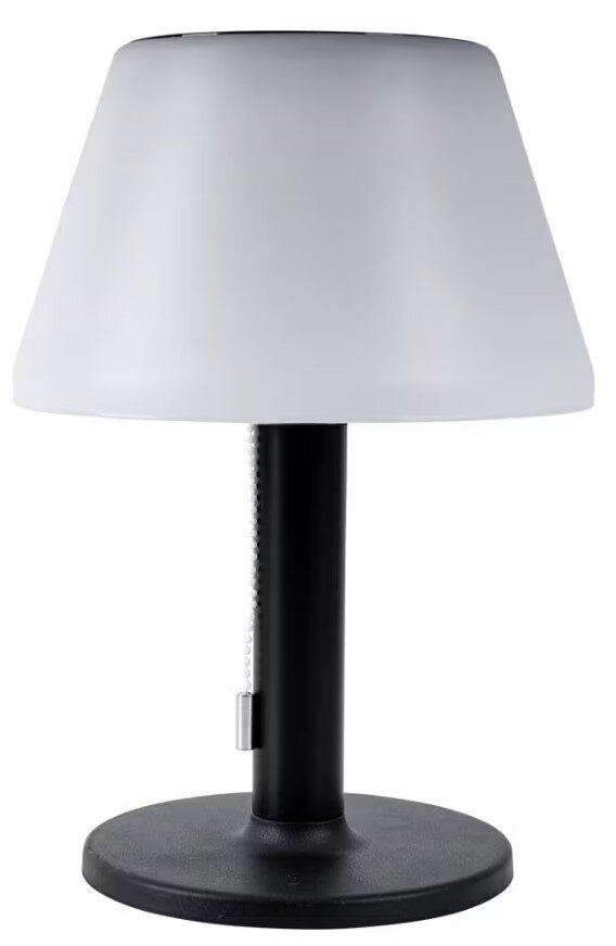 Zonne-tafellamp van 28 cm in zwart met witte lampenkap, zijaanzicht