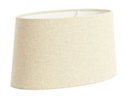 Beiger, ovaler Lampenschirm aus Stoff, seitliche Perspektive