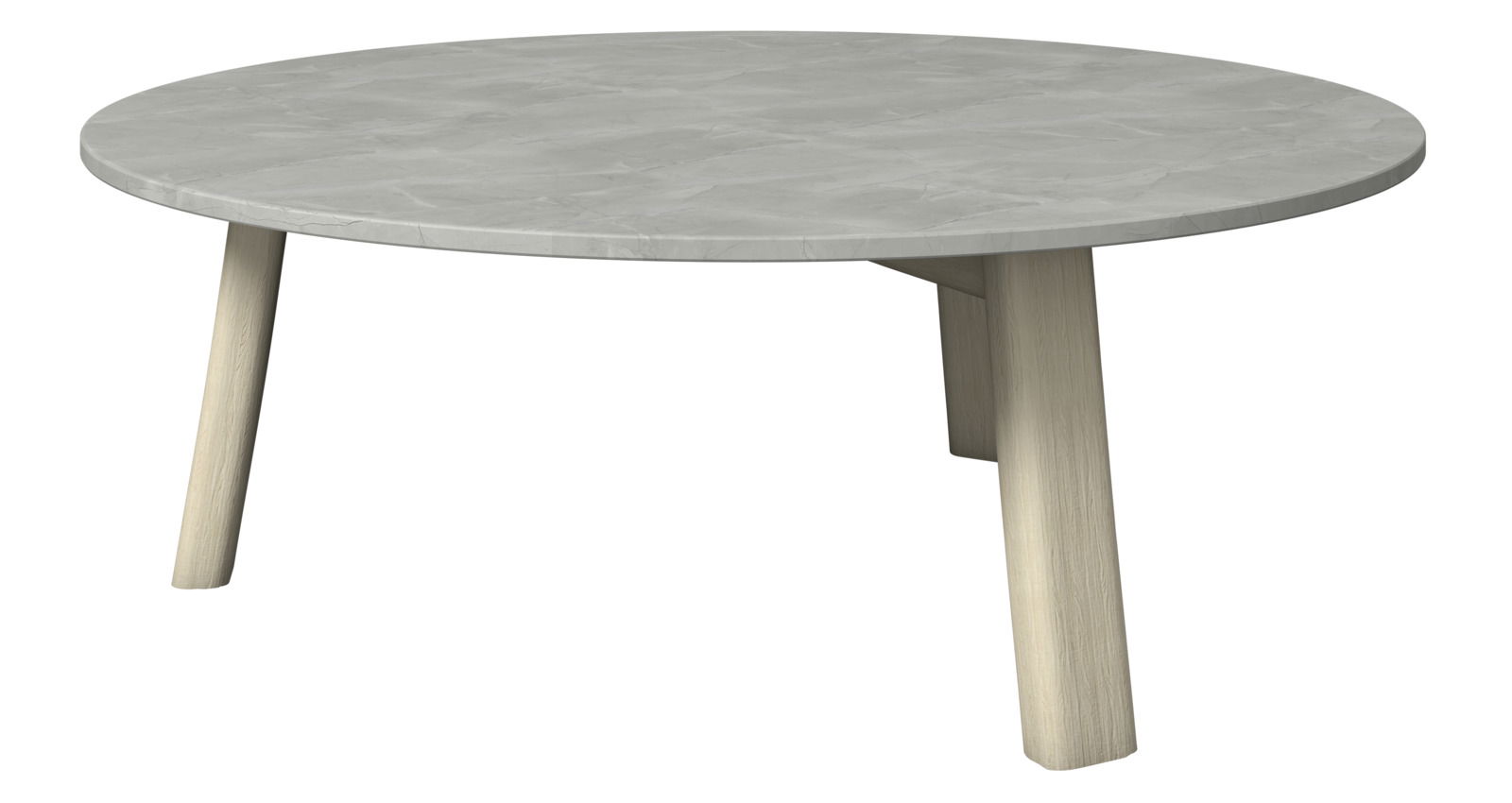 Dieter Knoll Loungetisch MARI Runder Loungetisch mit grauer Tischplatte und hellen Holzbeinen, seitliche Perspektive